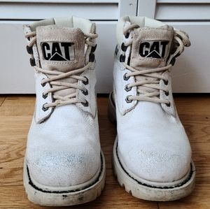 White Caterpillar Worker Boots Size 7
